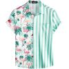 imageVATPAVE Mens Flamingo Hawaiian Sets Casual Short Sleeve Button Down Shirts Beach OutfitsCyan