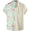 imageVATPAVE Mens Flamingo Hawaiian Sets Casual Short Sleeve Button Down Shirts Beach OutfitsGreen Flamingo