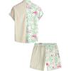 imageVATPAVE Mens Flamingo Hawaiian Sets Casual Short Sleeve Button Down Shirts Beach OutfitsGreen Flamingo