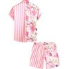 imageVATPAVE Mens Flamingo Hawaiian Sets Casual Short Sleeve Button Down Shirts Beach OutfitsPink