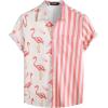 imageVATPAVE Mens Flamingo Hawaiian Sets Casual Short Sleeve Button Down Shirts Beach OutfitsPink Flamingo
