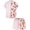 imageVATPAVE Mens Flamingo Hawaiian Sets Casual Short Sleeve Button Down Shirts Beach OutfitsPink Tiger