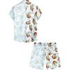 imageVATPAVE Mens Flamingo Hawaiian Sets Casual Short Sleeve Button Down Shirts Beach OutfitsWhite Tiger