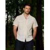 imageVATPAVE Mens Hawaiian Cotton Linen Shirts Short Sleeve Button Down Summer Shirts Cuban Beach Tops with PocketsBeige