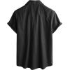 imageVATPAVE Mens Hawaiian Cotton Linen Shirts Short Sleeve Button Down Summer Shirts Cuban Beach Tops with PocketsBlack