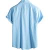 imageVATPAVE Mens Hawaiian Cotton Linen Shirts Short Sleeve Button Down Summer Shirts Cuban Beach Tops with PocketsLight Blue