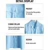 imageVATPAVE Mens Hawaiian Cotton Linen Shirts Short Sleeve Button Down Summer Shirts Cuban Beach Tops with PocketsLight Blue