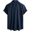 imageVATPAVE Mens Hawaiian Cotton Linen Shirts Short Sleeve Button Down Summer Shirts Cuban Beach Tops with PocketsNavy