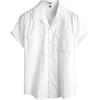 imageVATPAVE Mens Hawaiian Cotton Linen Shirts Short Sleeve Button Down Summer Shirts Cuban Beach Tops with PocketsWhite
