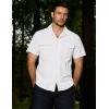 imageVATPAVE Mens Hawaiian Cotton Linen Shirts Short Sleeve Button Down Summer Shirts Cuban Beach Tops with PocketsWhite