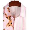 imageVATPAVE Mens Hawaiian Flamingo Shirts Casual Tropical Short Sleeve Button Down Shirt Summer Beach ShirtsPink Tiger