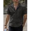 imageVATPAVE Mens Hawaiian Floral Jacquard Shirts Casual Button Down Short Sleeve Summer Shirts with PocketDark Gray