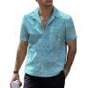 imageVATPAVE Mens Hawaiian Floral Jacquard Shirts Casual Button Down Short Sleeve Summer Shirts with PocketWater Green
