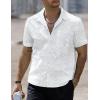 imageVATPAVE Mens Hawaiian Floral Jacquard Shirts Casual Button Down Short Sleeve Summer Shirts with PocketWhite