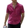 imageVATPAVE Mens Hawaiian Floral Jacquard Shirts Casual Button Down Short Sleeve Summer Shirts with PocketWinered