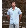 imageVATPAVE Mens Striped Summer Shirt Casual Button Down Short Sleeve Beach Shirts Cotton Linen Shirts for MenAqua Green