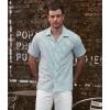 imageVATPAVE Mens Striped Summer Shirt Casual Button Down Short Sleeve Beach Shirts Cotton Linen Shirts for MenBlack Green