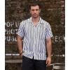 imageVATPAVE Mens Striped Summer Shirt Casual Button Down Short Sleeve Beach Shirts Cotton Linen Shirts for MenBlackwhite