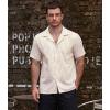 imageVATPAVE Mens Striped Summer Shirt Casual Button Down Short Sleeve Beach Shirts Cotton Linen Shirts for MenKhaki