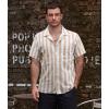 imageVATPAVE Mens Striped Summer Shirt Casual Button Down Short Sleeve Beach Shirts Cotton Linen Shirts for MenKhaki Coffee