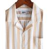 imageVATPAVE Mens Striped Summer Shirt Casual Button Down Short Sleeve Beach Shirts Cotton Linen Shirts for MenKhaki Coffee