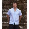imageVATPAVE Mens Striped Summer Shirt Casual Button Down Short Sleeve Beach Shirts Cotton Linen Shirts for MenLight Blue