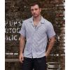 imageVATPAVE Mens Striped Summer Shirt Casual Button Down Short Sleeve Beach Shirts Cotton Linen Shirts for MenNavy