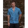 imageVATPAVE Mens Striped Summer Shirt Casual Button Down Short Sleeve Beach Shirts Cotton Linen Shirts for MenPure Aquablue