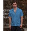 imageVATPAVE Mens Striped Summer Shirt Casual Button Down Short Sleeve Beach Shirts Cotton Linen Shirts for MenPure Aquablue
