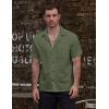 imageVATPAVE Mens Striped Summer Shirt Casual Button Down Short Sleeve Beach Shirts Cotton Linen Shirts for MenPure Armygreen