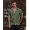 imageVATPAVE Mens Striped Summer Shirt Casual Button Down Short Sleeve Beach Shirts Cotton Linen Shirts for MenPure Armygreen