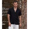 imageVATPAVE Mens Striped Summer Shirt Casual Button Down Short Sleeve Beach Shirts Cotton Linen Shirts for MenPure Black