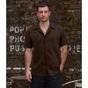 imageVATPAVE Mens Striped Summer Shirt Casual Button Down Short Sleeve Beach Shirts Cotton Linen Shirts for MenPure Coffee