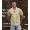 imageVATPAVE Mens Striped Summer Shirt Casual Button Down Short Sleeve Beach Shirts Cotton Linen Shirts for MenPure Khaki