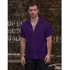imageVATPAVE Mens Striped Summer Shirt Casual Button Down Short Sleeve Beach Shirts Cotton Linen Shirts for MenPure Purple