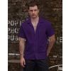 imageVATPAVE Mens Striped Summer Shirt Casual Button Down Short Sleeve Beach Shirts Cotton Linen Shirts for MenPure Purple