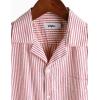imageVATPAVE Mens Striped Summer Shirt Casual Button Down Short Sleeve Beach Shirts Cotton Linen Shirts for MenRed