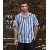 imageVATPAVE Mens Striped Summer Shirt Casual Button Down Short Sleeve Beach Shirts Cotton Linen Shirts for MenRoyalblue Navy