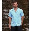 imageVATPAVE Mens Striped Summer Shirt Casual Button Down Short Sleeve Beach Shirts Cotton Linen Shirts for MenSky Blue