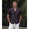imageVATPAVE Mens Striped Summer Shirts Casual Button Down Short Sleeve Beach Stylish Untucked Hawaiian ShirtsBlackred