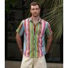 imageVATPAVE Mens Striped Summer Shirts Casual Button Down Short Sleeve Beach Stylish Untucked Hawaiian ShirtsGreen