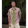 imageVATPAVE Mens Striped Summer Shirts Casual Button Down Short Sleeve Beach Stylish Untucked Hawaiian ShirtsGreen