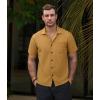 imageVATPAVE Mens Striped Summer Shirts Casual Button Down Short Sleeve Beach Stylish Untucked Hawaiian ShirtsKhaki