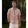 imageVATPAVE Mens Striped Summer Shirts Casual Button Down Short Sleeve Beach Stylish Untucked Hawaiian ShirtsOrange