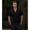 imageVATPAVE Mens Striped Summer Shirts Casual Button Down Short Sleeve Beach Stylish Untucked Hawaiian ShirtsPure Black