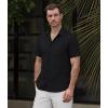 imageVATPAVE Mens Striped Summer Shirts Casual Button Down Short Sleeve Beach Stylish Untucked Hawaiian ShirtsPure Black