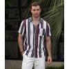 imageVATPAVE Mens Striped Summer Shirts Casual Button Down Short Sleeve Beach Stylish Untucked Hawaiian ShirtsWhite Brown
