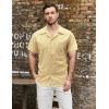 imageVATPAVE Mens Summer Cuban Collar Shirts Short Sleeve Button Down Beach Shirts Regular Fit Hawaiian Shirts with PocketKhaki