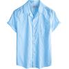 imageVATPAVE Mens Summer Cuban Collar Shirts Short Sleeve Button Down Beach Shirts Regular Fit Hawaiian Shirts with PocketLight Blue