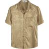imageVATPAVE Mens Summer Jacquard Regular Fit Shirts Casual Button Down Short Sleeve Beach Tops with PocketKhaki